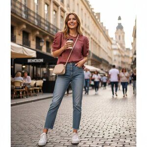 The Fifth Label Home Run Sheer Short Sleeve Blouse Top Size Small NWT